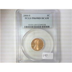 2004-S LINCOLN CENT PCGS PR69RD DCAM