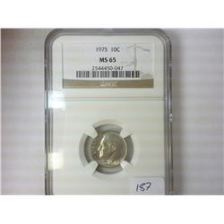 1975 ROOSEVELT DIME NGC MS65