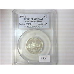 1999-S SILVER NEW JERSEY QUARTER PCGS PR69DCAM