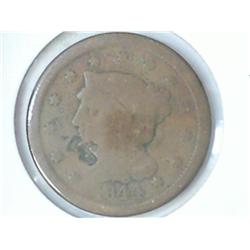 1844 US LARGE CENT PUNCH MARK