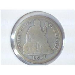 1891-S SEATED LIBERTY DIME
