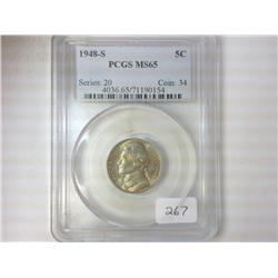 1948-S JEFFERSON NICKEL PCGS MS65