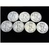 Image 1 : 7 ASSORTED WALKING LIBERTY HALF DOLLARS