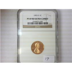 1993-S LINCOLN CENT NGC PF69 RD ULTRA CAMEO