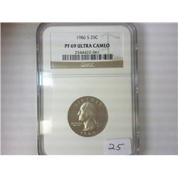 1986-S WASHINGTON QUARTER NGC PF69 ULTRA CAMEO