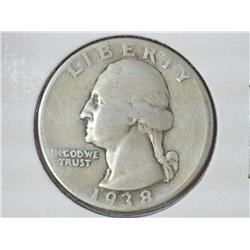1938 WASHINGTON SILVER QUARTER