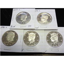 1973-S,76-S,80-S,99-S & 00-S PROOF JFK'S