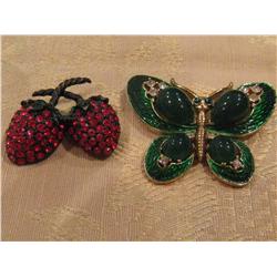 2 pc Costume signed pins