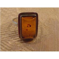 1 pc Sterling & Amber ring