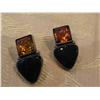 Image 1 : 1 pc Amber & Onyx earring
