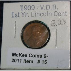 15. 1909 P VDB Lincoln Cent. VF-20.