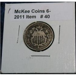 40. 1868 Shield Nickel. G-4. Dark.