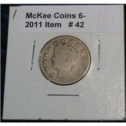 42. 1883 With Cents Liberty Nickel. AG-G.