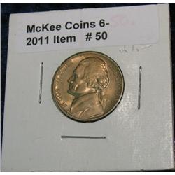 50. 1939 D Jefferson Nickel. AU 50.