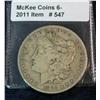 Image 1 : 547. 1885 S Morgan Silver Dollar. VG-8. Some scratches