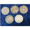 Image 1 : 634. 1880H, 1901, 12, 13, & 19 Canada Five Cent Silvers.