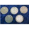 Image 1 : 636. 1901, 05, 07, 09, & 14 Canada Five Cent Silvers.