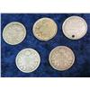 Image 1 : 639. 1880H (holed), 1904, 09, 11, & 15 Canada Five Cent Silvers.