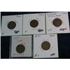 Image 1 : 655. 1902, 03, 05, 06, & 07 Indian Cents. VG-VF.
