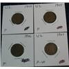 Image 1 : 656. 1903, 05, 06, & 07 Indian Cents. F-VF.