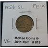 Image 1 : 819. 1858 SL Flying Eagle Cent. VG Rim Dings.