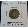 Image 1 : 824. 1858 LL Flying Eagle Cent. G. Cleaned.