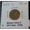 Image 1 : 826. 1858 LL Flying Eagle Cent. G. Scratches.