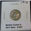 Image 1 : 867. 1918P Mercury Dime. EF.