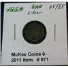 Image 1 : 871. 1859 3-Cent Silver. VF-EF.