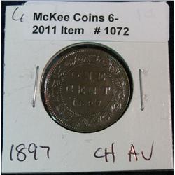 1072. 1897 Choice AU Canada Large Cent.