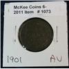 1073. 1901 Brown AU Canada Large Cent.