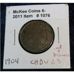 1076. 1904 Red-Brown MS 63 Canada Large Cent.