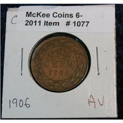 1077. 1906 AU Canada Large Cent.