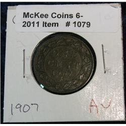 1079. 1907 AU Canada Large Cent.