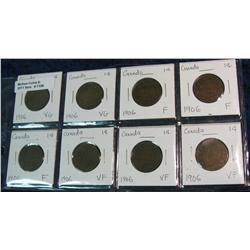 1109. (8) 1906 Canada Large Cents. Grading VG-VF.