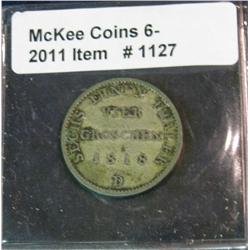 1127. 1818 D Prussia German States Silver 4 Groschen.