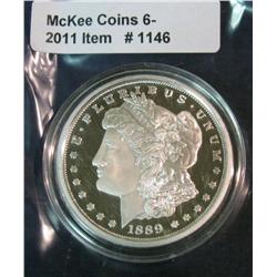 1146. 1889 CC Proof Morgan Dollar copy. Encapsulated.