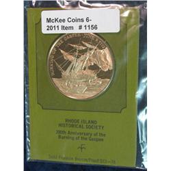 1156. June 9, 1772 Burning of the Gaspee Proof Bronze Medal.