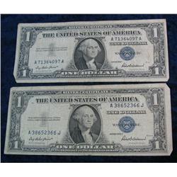 1187. Series 1935F & 1957 $1 Silver Certificates. VG.