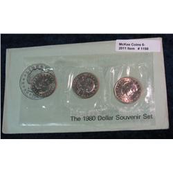 1198. 1980 P, D, & S Susan B. Anthony Dollar Souvenir Set.