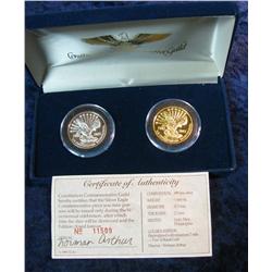 1223. 1978 American Constitution Bicentennial. Silver & Gold over Silver Medals.