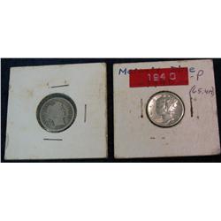 1284. 1914 P G & 1940 P EF U.S. Silver Dimes.