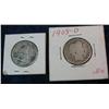 Image 1 : 1285. 1878 P & 1908 D Silver U.S. Quarters. Fair to AG.