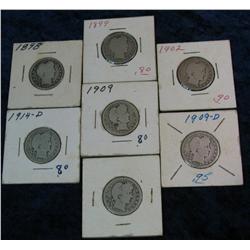1286. (7) Barber Quarters dating 1898-1916D. AG-G.