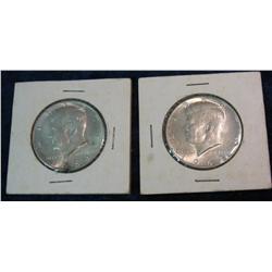 1293. (2) 1964 D Silver Kennedy Half Dollars. Unc.