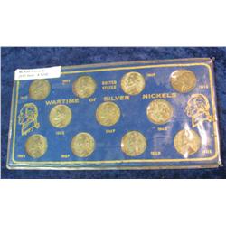 1298. 1942-45 Complete Set of Silver War Time Nickels.