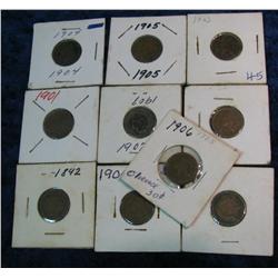 1309. (10) Mixed date & Grade Indian Head Cents.