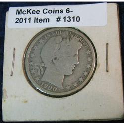 1310. 1900 New Orleans Mint Barber Half Dollar. G/AG.