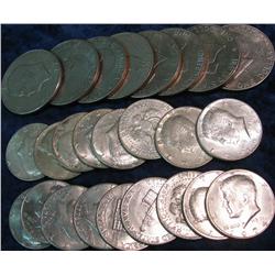 1322. (9) Clad Kennedy Half Dollars; (8) 40% Silver Halves; &
