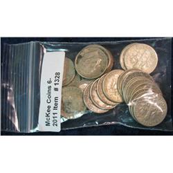 1328. (26) Silver & (1) Clad Mercury & Roosevelt Dimes.